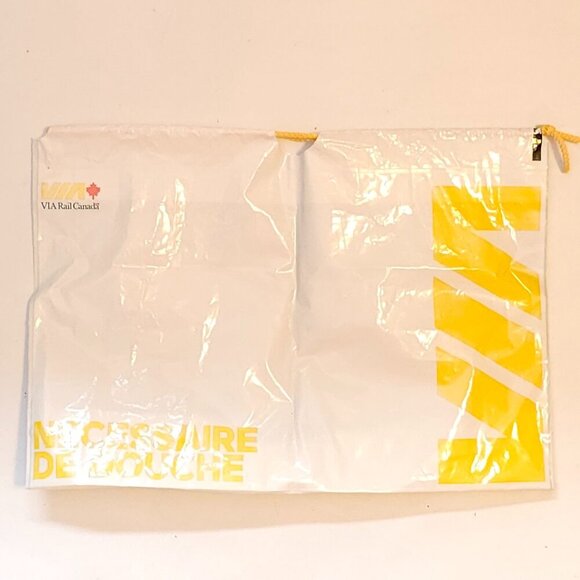 VIA RAIL Canada Shower Kit Bag Plastic Drawstring Bag - Picture 2 of 2